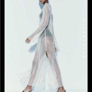 rhinestone sheer mesh dress